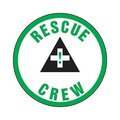 Accuform Hard Hat Sticker, 214 in Length, 214 in Width, RESCUE CREW Legend, Adhesive Vinyl LHTL356